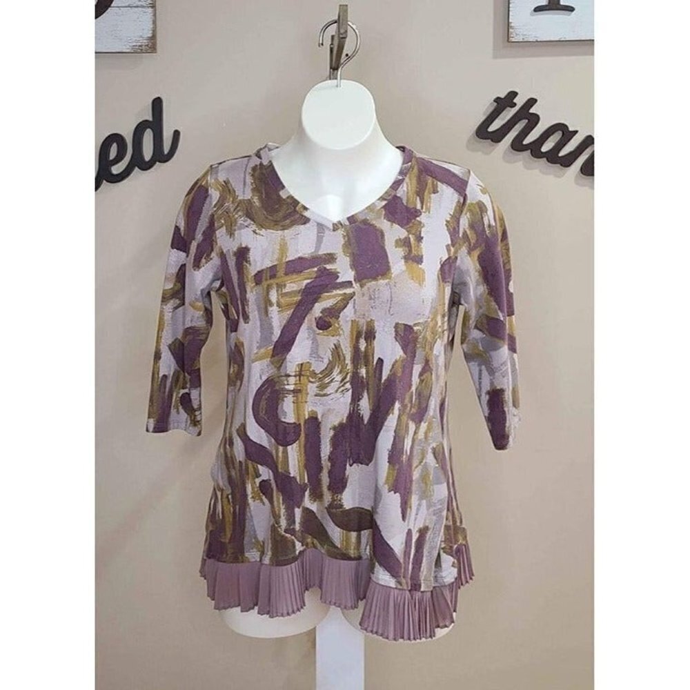LOGO Lounge Shades of Purple & Green Top Size Large